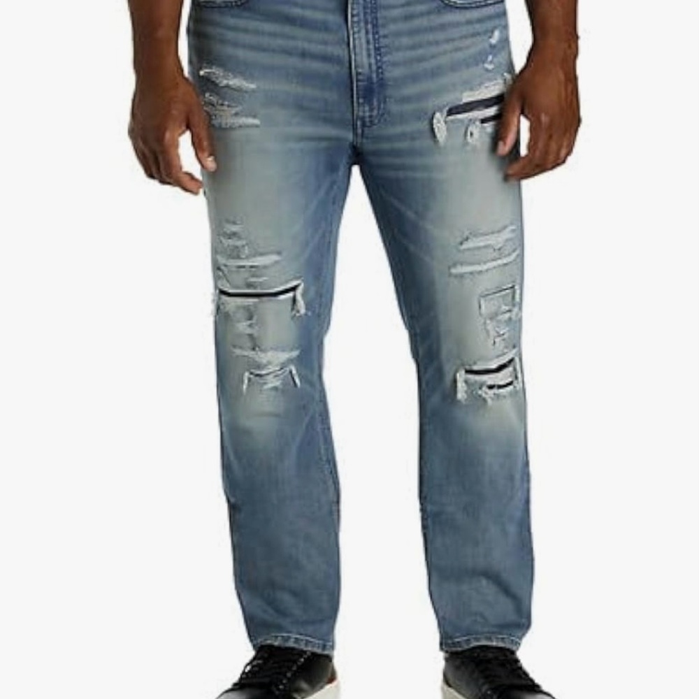 Men's Distressed Blue Jeans